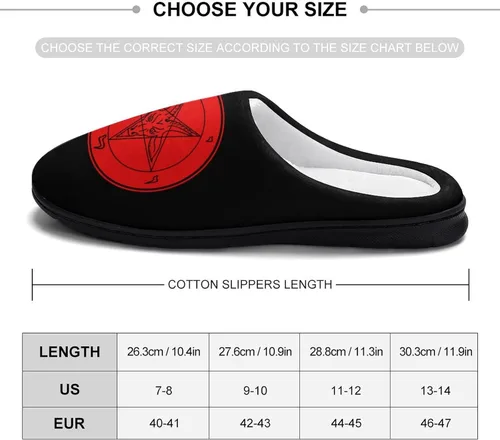 Vista 2 de Satanic Baphomet Goat Symbol - Pantuflas de algodón para hombre, de espuma viscoelástica, lavables, antideslizantes, zapatos para casa