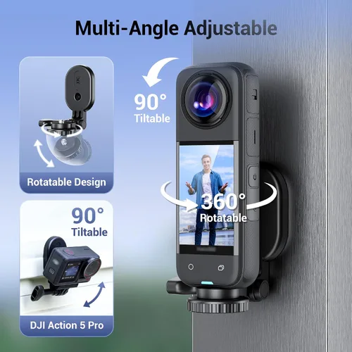 Vista 4 de JJC Soporte de montaje magnético con tornillo de 1/4"-20 para DJI Osmo360 Action 5 Pro 4 3 para Insta360 X5 X4 X3 Ace, Pocket 3 OSMO360, base