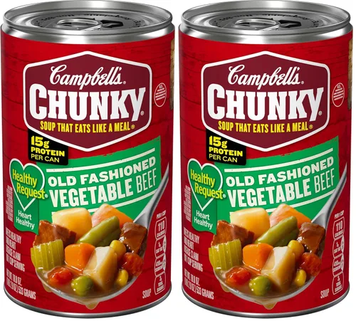 Vista 10 de Campbell's Chunky Healthy Request - Sopa de verduras y carne de res tradicional, lata de 18.8 onzas