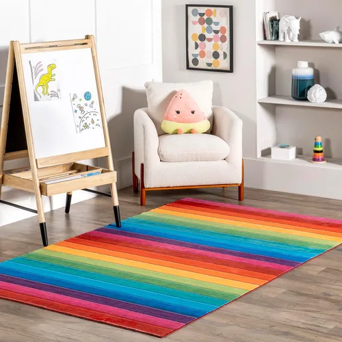 Vista 16 de nuLOOM Aloisia Bunny - Alfombra lavable a máquina, 4 x 6, azul
