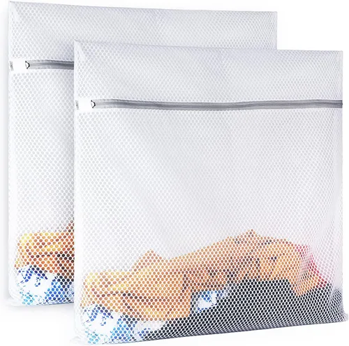 Vista 9 de SUERIV 3 Piezas Bolsas de Lavandería Duraderas de Malla de Panal para Ropa Delicada, Tela de Red de 3.69 oz/yd², Duradera y Reutilizable, Bolsa