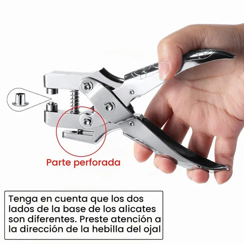 Vista 2 de Kit de herramientas para ojales, alicates para ojales, plata, 3/16 pulgadas Plateado