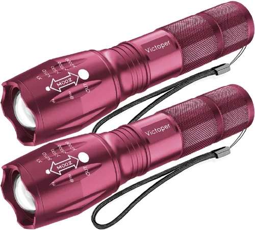Vista 11 de Victoper Linternas LED Rojas, linterna táctica recargable de alto poder y alto lúmen súper brillante, 5 modos, con zoom, impermeable, luces de flash