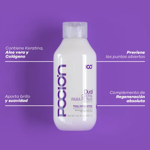 Vista 3 de La Pocion Crema Peinar DUAL Acondicionador sin enjuague – 15.2 onzas líquidas (15.2 fl oz) Crema desenredante y moldeadora de doble acción