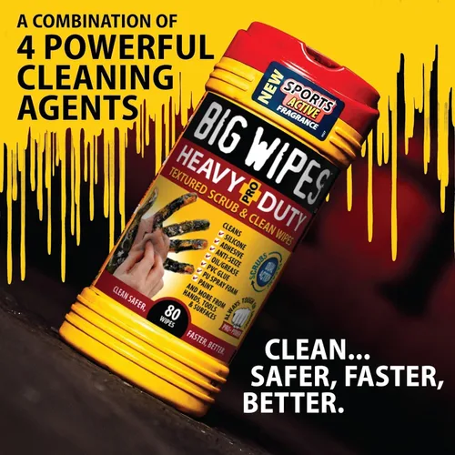 Vista 44 de BIG WIPES Recipiente multisuperficie resistente, paños de limpieza súper absorbentes para manos, superficies y herramientas, recipiente de 80