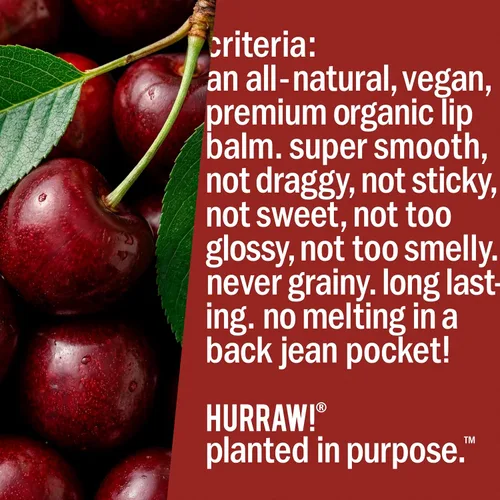 Vista 7 de Hurraw! Bálsamo labial teñido de cereza negra, paquete de 2: (tinte rojo transparente) orgánico, certificado vegano, sin crueldad y sin gluten. Sin