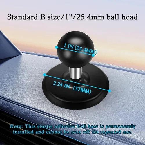 Vista 4 de Base de bola adhesiva flexible con bola de 1 pulgada compatible con brazo de doble enchufe RAM Mounts tamaño B, adaptador de cabeza de bola de 1