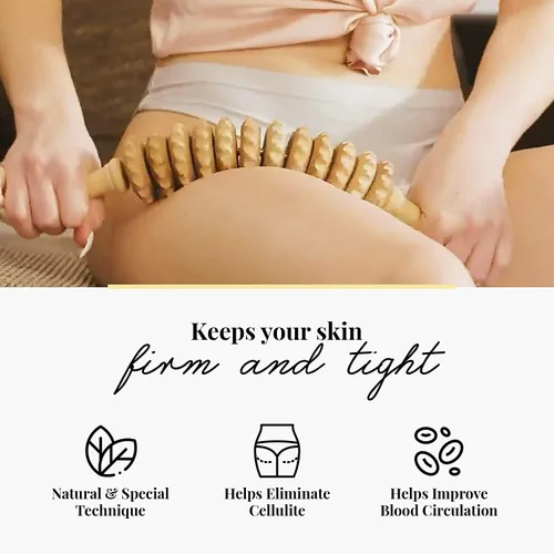 Vista 3 de tuuli Masaje anticelulítico Set Masajeador de espalda Masajeador Rodillo de masaje trasero Rodillo con mango Maderotherapy Hecho de madera