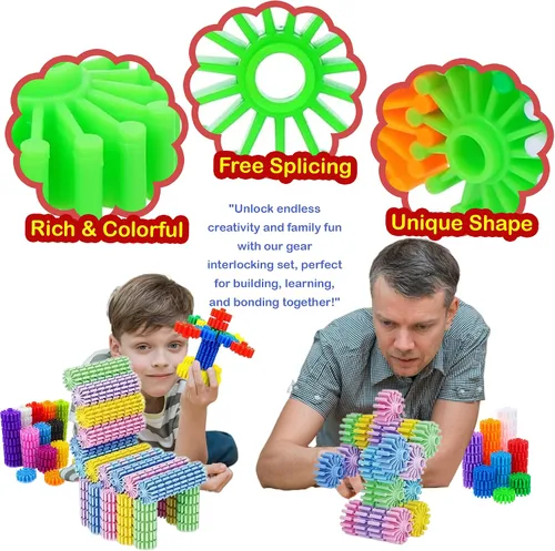 Vista 9 de Juguetes de bloques de construcción STEM para niños – Equipo educativo y seguro entrelazado juego de construcción – Desarrollar la creatividad