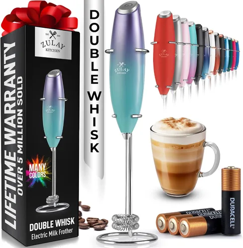 Vista 37 de Zulay Milk Boss Espumador de leche potente manual, hace espuma para latte, batidor para mezclar bebidas, café, miniespumador para capuchino, frappé