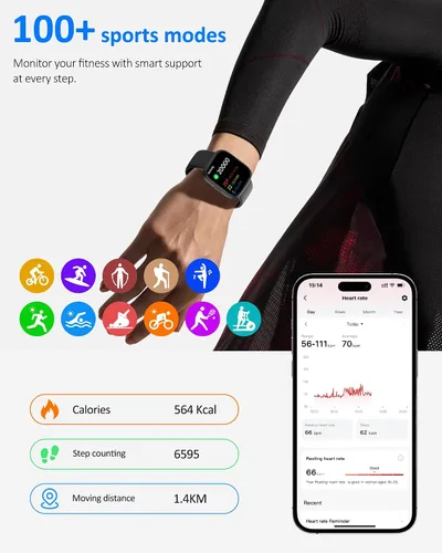 Vista 3 de Reloj inteligente para hombres y mujeres (Alexa incorporado), monitor de fitness HD de 1.83 pulgadas, llamada Bluetooth 5.3, monitor de sueño SpO2