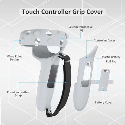 Vista 2 de Compatible with Oculus Quest 2 Accessories, Compatible with Quest 2 VR Silicone face Cover, VR Shell Cover, Touch Controller Lengthening Grip Cover