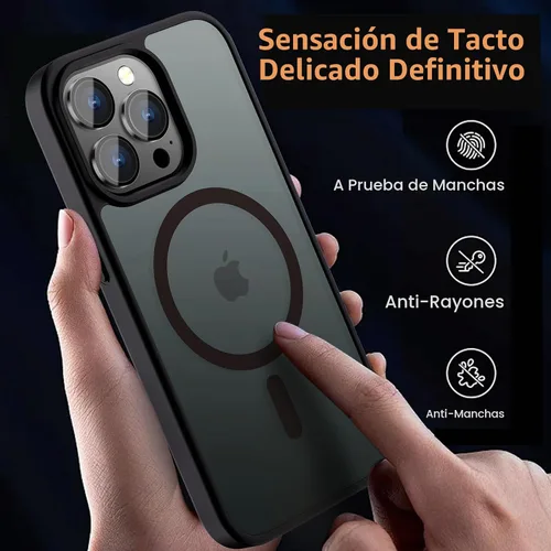 Vista 4 de Hualele - Funda magnética para iPhone 13 Pro, compatible con MagSafe, grado militar, a prueba de caídas, translúcida mate, parte trasera dura, borde