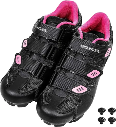 Vista 5 de CyclingDeal Mountain Bicycle Bike Women's MTB Cycling Shoes Black Compatible with Shimano SPD and CrankBrothers Cleats