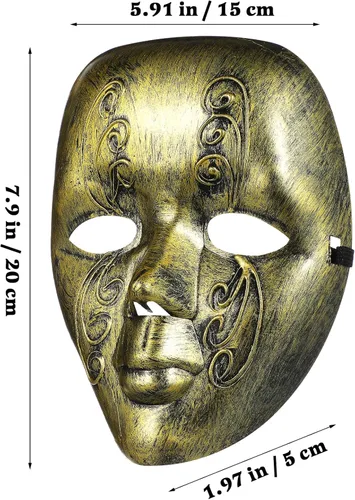 Vista 5 de Kichvoe - Máscara dorada para mascarada, veneciana, vintage, fiesta