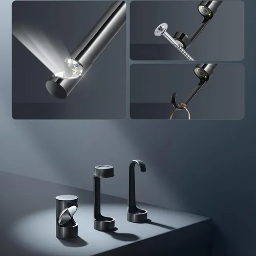 Vista 3 de Cámara endoscopio JSE con luz, boroscopio impermeable de 16.4 pies 1920P HD, cable semirrígido, cámara serpiente de inspección con 8 luces LED