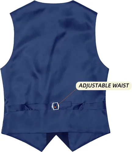 Vista 5 de Happy Dolphin Boys Vest Set 4-Piece Suits Vest Kids Slim Fit Formal Vest with Suit Vest Pants Dress and Colorful Tie