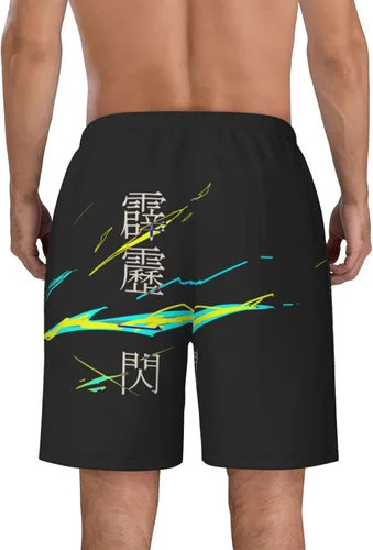 Vista 7 de Demon Kimetsu No Yaiba - Pantalones cortos de playa divertidos de verano, hawaianos, de secado rápido, parte delantera plana, para hombres y mujeres