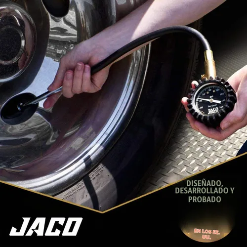 Vista 4 de Jaco, EliteProPlus, medidor de presión para neumáticos con boquillas de inflado intercambiables, 160 PSI