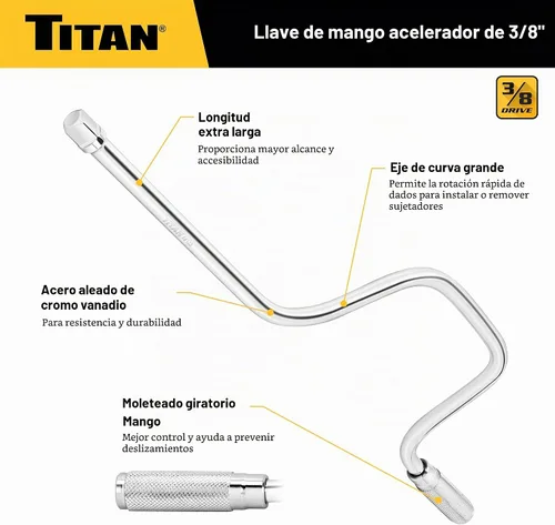 Vista 2 de Titan 68103 - Manija de velocidad de 3/8 pulgadas, negra
