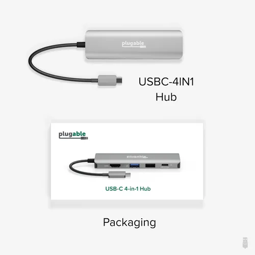 Vista 7 de Plugable Adaptador multipuerto USB C, 4 en 1, carga de paso de 100 W, USB C a HDMI 4K 60Hz, Hub de puerto múltiple USB para Windows, Mac, iPad Pro