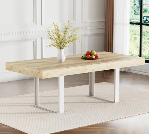 Vista 14 de SSLine Mesa de comedor rectangular extensible de 35 a 118 pulgadas, mesa de reuniones de conferencias súper larga para 6, 8, 12 personas, mesas