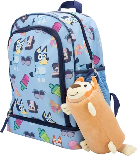 Vista 6 de AI ACCESSORY INNOVATIONS Bingo - Funda de almacenamiento multifunción de felpa suave, diseño de peluche Bluey con características 3D, color naranja