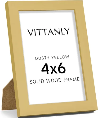 Vista 121 de Vittanly - Marco de fotos de 4 x 6 pulgadas de madera maciza con plexiglás, incluye paspartú de 3,5 x 5, para colgar en la pared o poner sobre una