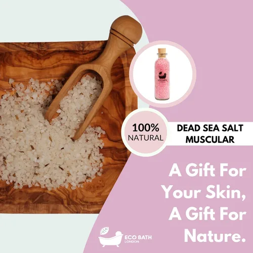 Vista 5 de Eco Bath London Sal del Mar Muerto de baño de sal – Rosa, magnesio rico en minerales y relajación – 10.6 oz – 100% natural, relajante baño de spa