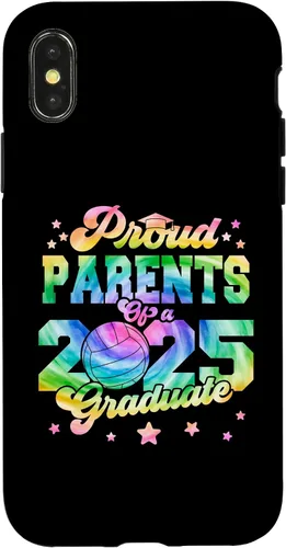 Vista 5 de iPhone 16 Parents of a 2025 Graduate Tie Dye Graduation VolleyBall Case