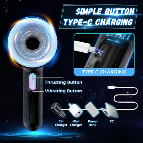 Vista 5 de Masturbadores masculinos de empuje automático, masturbadores masculinos de bolsillo con 7 modos de empuje y vibración para hombre, máquina sexual