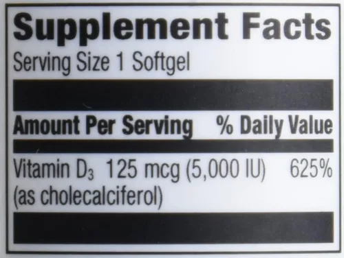 Vista 4 de Amazon Elements Vitamina D3, 125 mcg (5000 UI), 180 cápsulas blandas