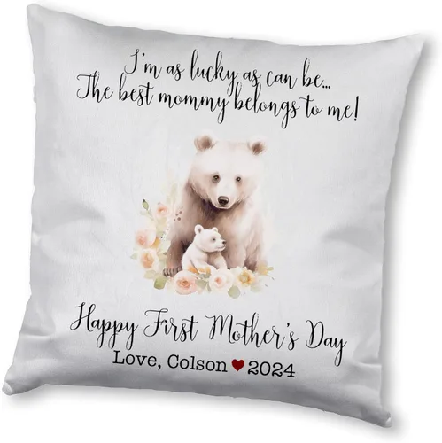 Vista 13 de Mother's Day Bear, First Mother's Day Custom Pillowcase, Personalized Mother's Day Pillowcase, Gift for Mom, Home Decor
