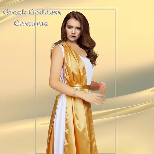 Vista 5 de Toga - Disfraz de diosa griega para mujer, mitología griega, disfraz de fiesta para adultos, con diadema, cinturón, chal