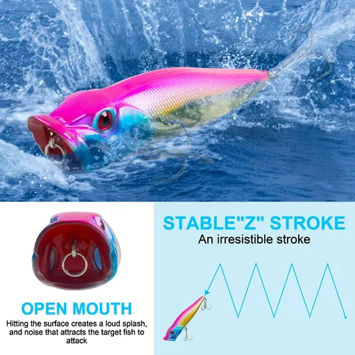 Vista 4 de 8PCS Fishing Lures Popper Lures Shadllow Deep Diving Swimbait Crankbait Fish Wobble Hard Fishing Baits for Bass Trout Freshwater and Saltwater Fish