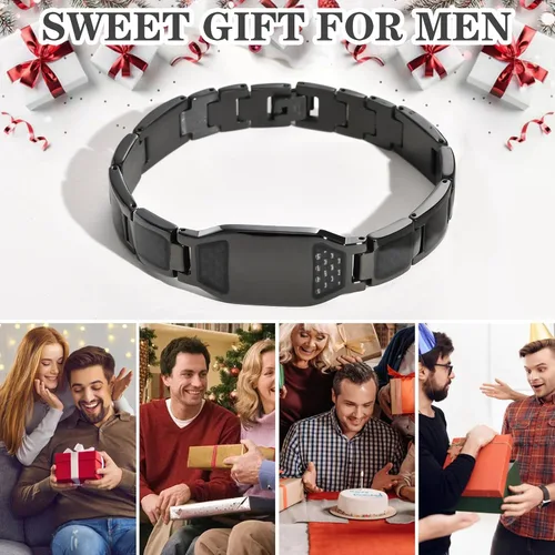 Vista 6 de Hisatan Pulsera de eslabones personalizada personalizable para hombre con pulsera de moda de acero inoxidable con varios patrones