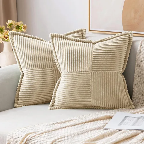 Vista 61 de MIULEE - Juego de 2 fundas de almohada beige de 12 x 12 pulgadas con entretejido, fundas de almohada a rayas bohemias supersuaves con textura