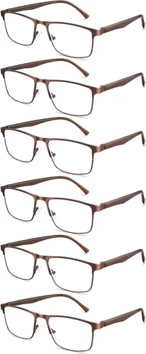 Vista 9 de 3 pares de anteojos de lectura, elegante marco de metal, anteojos ligeros con filtro - Gafas para hombre antirreflejos - Bisagra de resorte