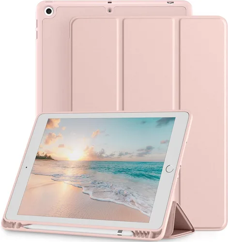 Vista 10 de Funda compatible con iPad de 9ª/8ª/7ª generación, para iPad de 10.2 pulgadas con soporte para lápiz, funda inteligente con soporte de TPU