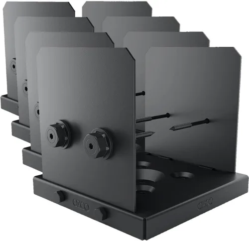 Vista 5 de OZCO Kit de base de poste de madera de hierro, 6 x 6 pulgadas, 1 kit con herrajes, negro