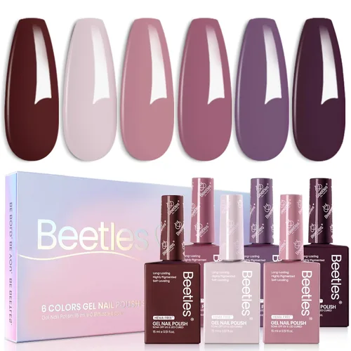 Vista 14 de Beetles - Kit de 23 esmaltes de uñas de gel con luz UV, kit de esmalte de gel de 12 colores 1-Elegancia acogedora