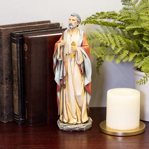 Vista 2 de Figura de Roman Joseph's Studio San Pedro, estatua religiosa de mesa de 10.5 pulgadas, colección renacentista, decoración para el hogar