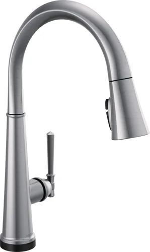 Vista 19 de Grifo de cocina Delta Faucet Emmeline de níquel cepillado, grifos de cocina con rociador desplegable, grifo de fregadero de cocina, cabezal