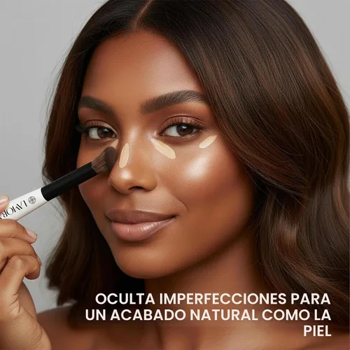 Vista 11 de Lamora - Brocha de maquillaje de doble extremo, rubor + corrector, cepillo facial en ángulo doble Negro (Duo Blush)