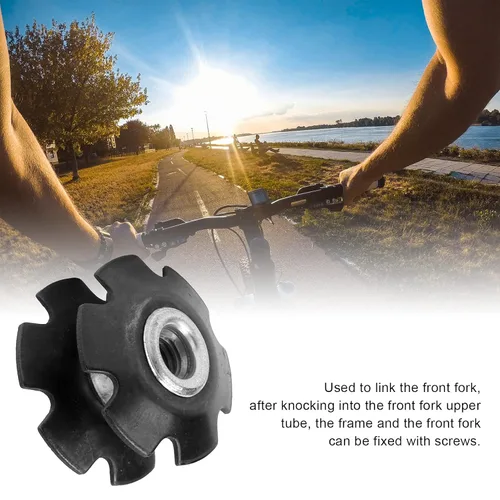 Vista 2 de Tuerca de flor de horquilla delantera, portátil, de acero, ligero, para bicicleta, tuerca de estrella, universal, práctica para tubo de horquilla