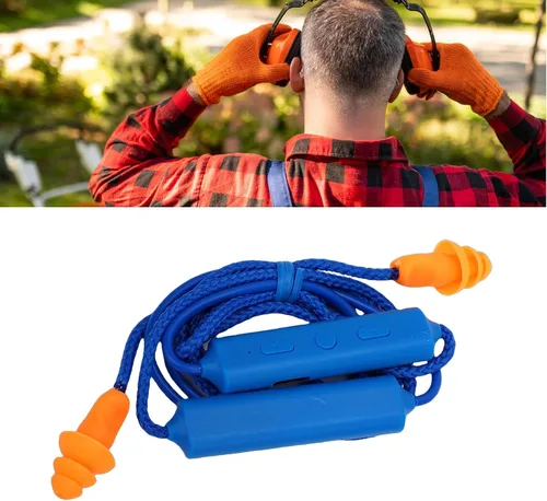 Vista 5 de ASHATA Auriculares Bluetooth con banda para el cuello, IPX5, a prueba de agua, 200 mAh, recargable, para taller de construcción (azul)