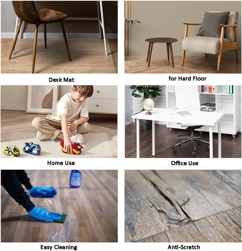 Vista 5 de Tapete transparente para silla de oficina de madera dura, tapete rectangular para sillas de juegos, tapete rectangular para suelos duros, tapetes