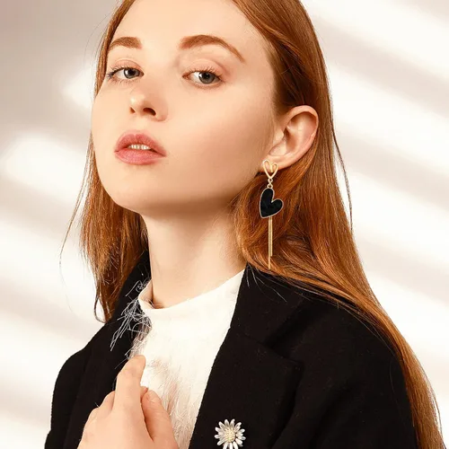Vista 5 de Asymmetrical Heart Earrings Heart Drop Earrings Heart Dangle Earrings For Women Birthday