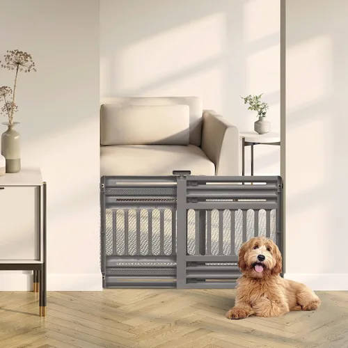 Vista 10 de IRIS USA Puerta para perros de 24"-39", barrera ajustable para mascotas para interiores, puerta para cachorros, perros pequeños, gatos, fácil