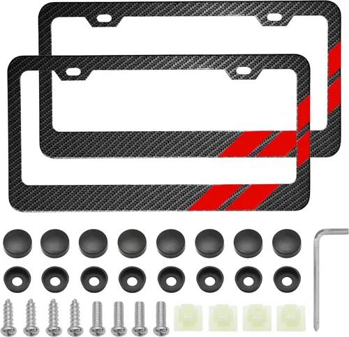 Vista 15 de YOSRTER 2 marcos de matrícula de aluminio para accesorios Dodge, marco de cubierta de matrícula, cubierta de matrícula mate, decoración delantera